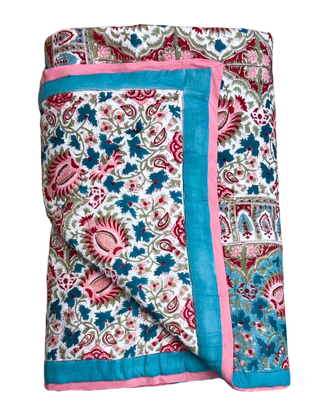 Teal & Rose Garden Quilt - Single
