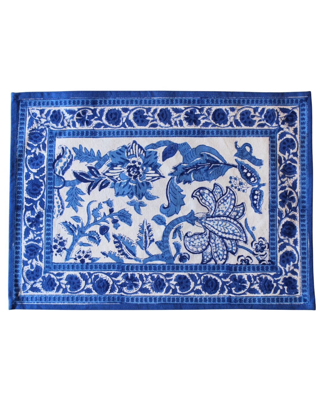 Blue Blockprint Placemats & Napkins Set of 6