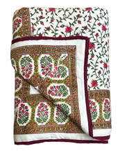 Load image into Gallery viewer, Fuchsia &amp; Olive Garden Quilt - Queen
