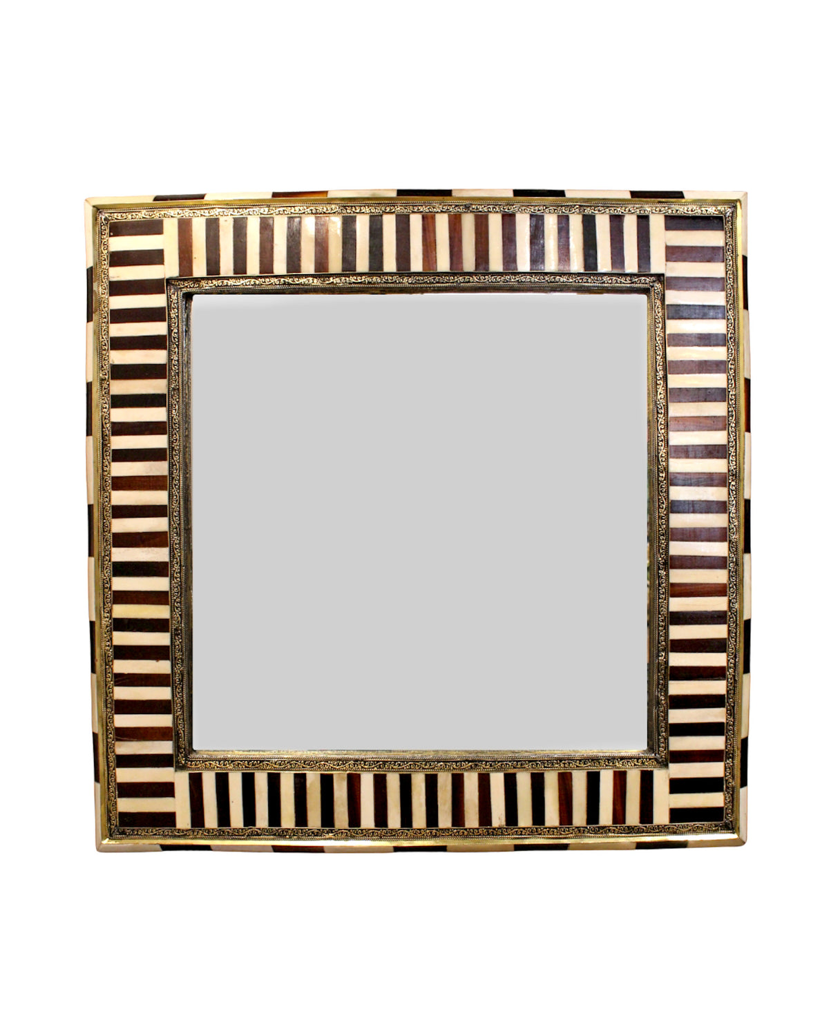 Amira Bone & Wood Mirror - 60x60cm
