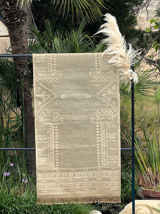 AgraKilimRunner,Beige,75x180cm,Front Side