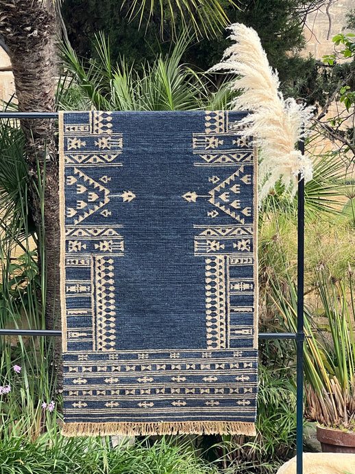 Agra Kilim Runner - Blue 75x180cm, Front Side