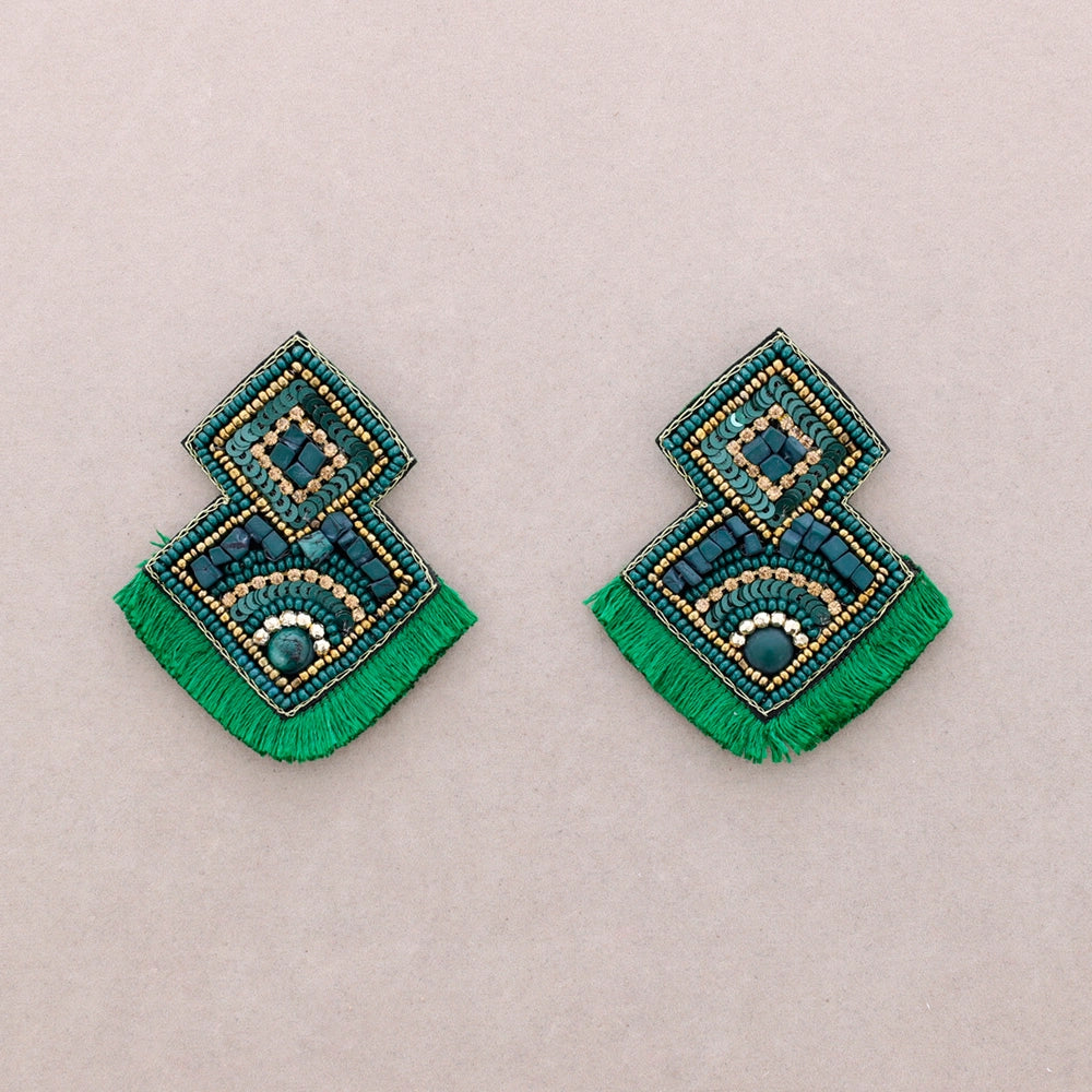 Rhombus Earrings Emerald