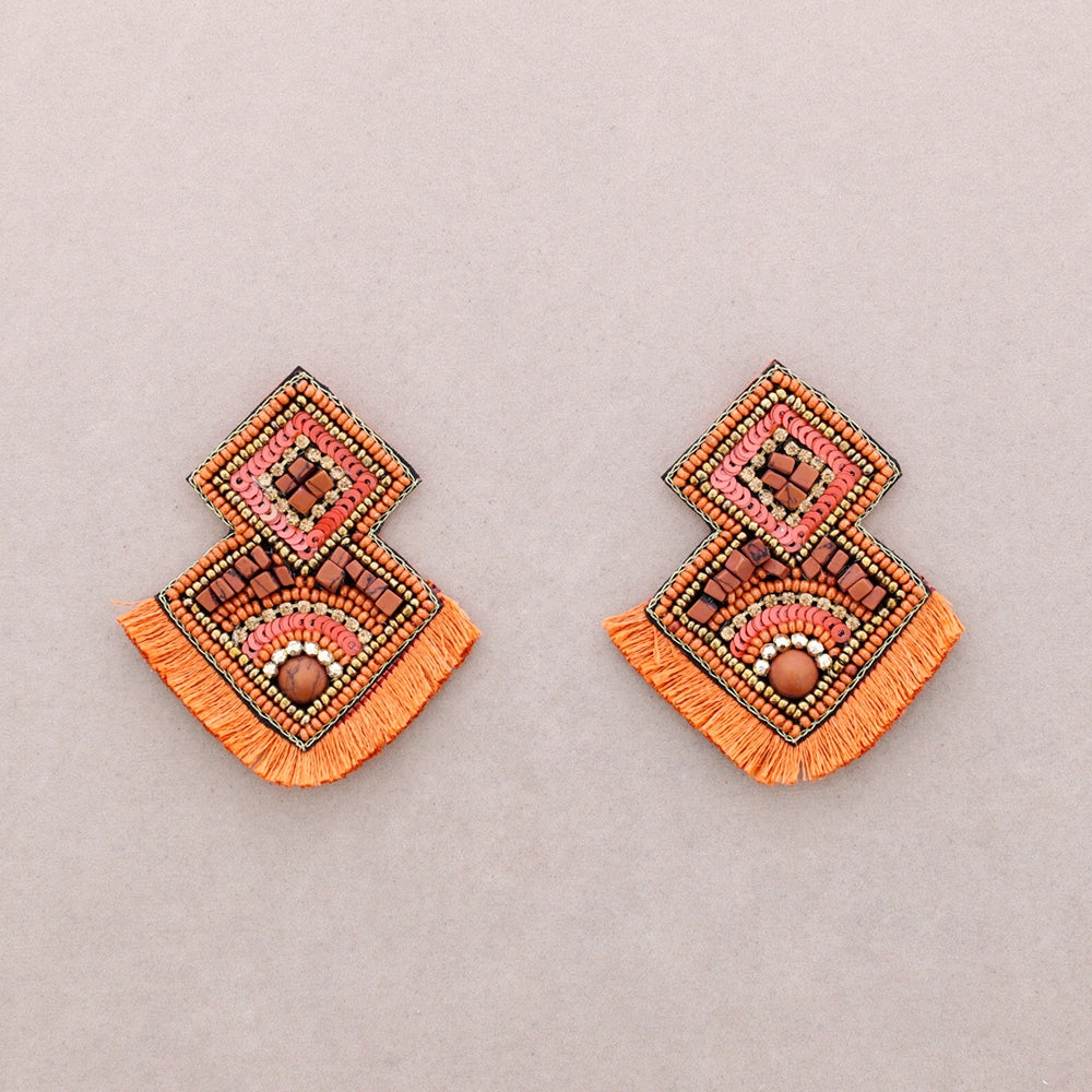 Rhombus  Earrings Amber