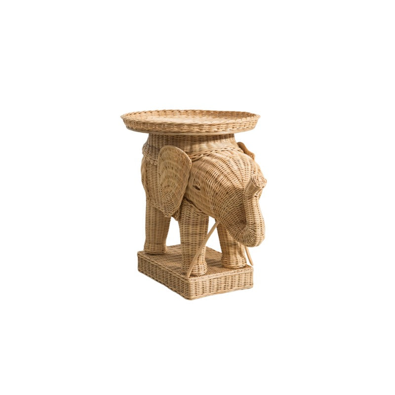 Elephant Rattan Oval Side Table