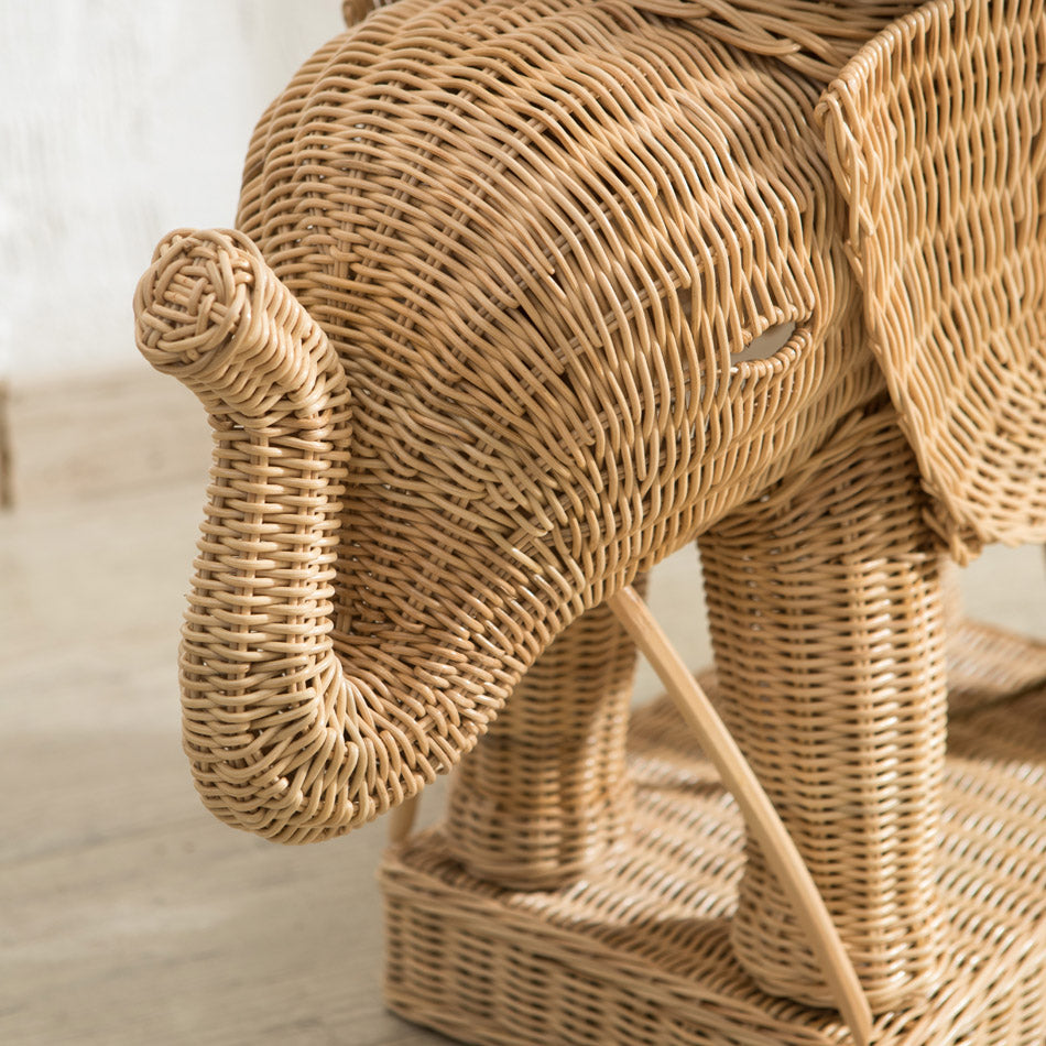 Elephant Rattan Round Side Table