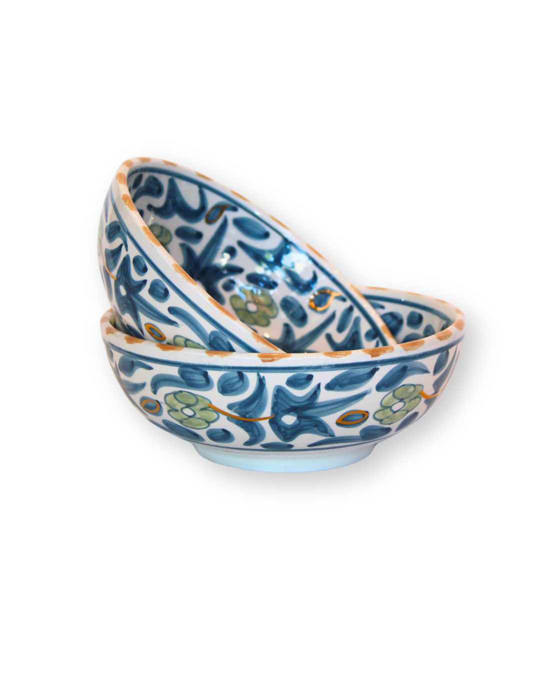 Fleur Stone Blue Low Bowl - Large