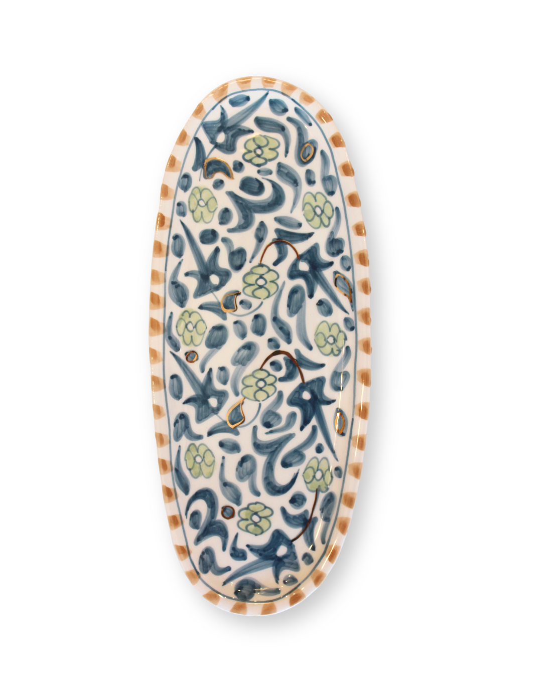 Fleur Stone Blue Oval Dish - Small