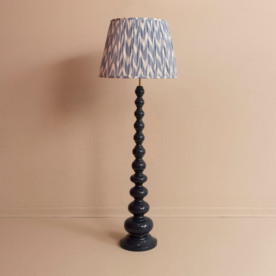 Wooden Bobbin Floor Lamp - Navy