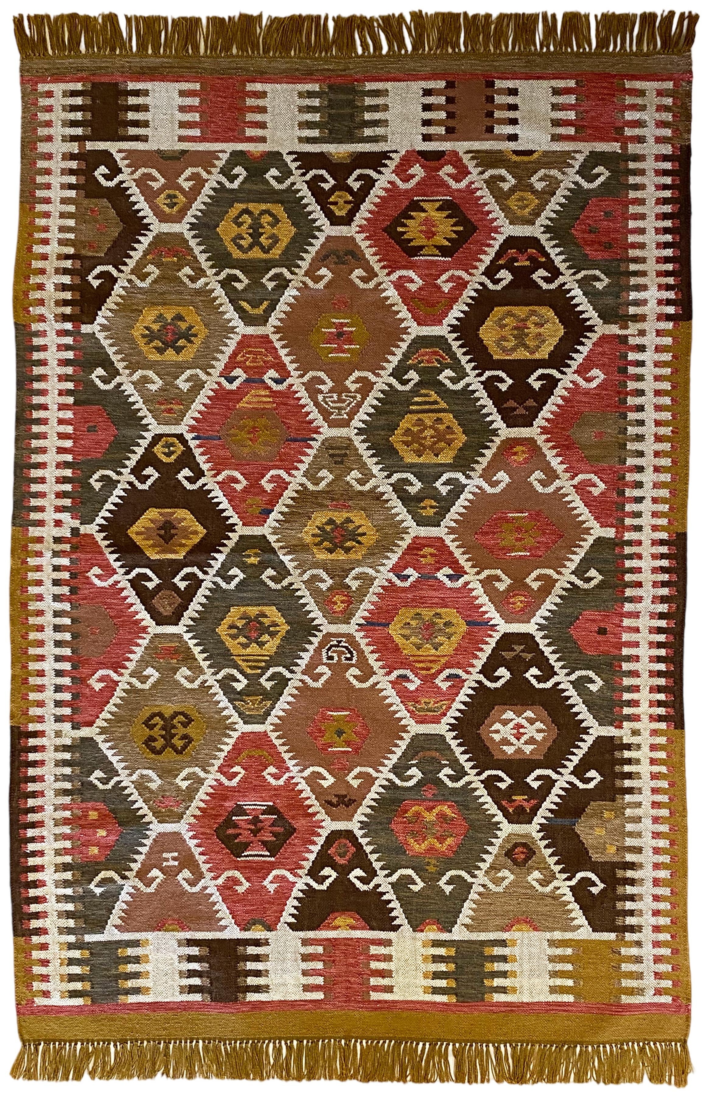 Heritage Kilim - Red / Mustard / Green - 150 x 240cm