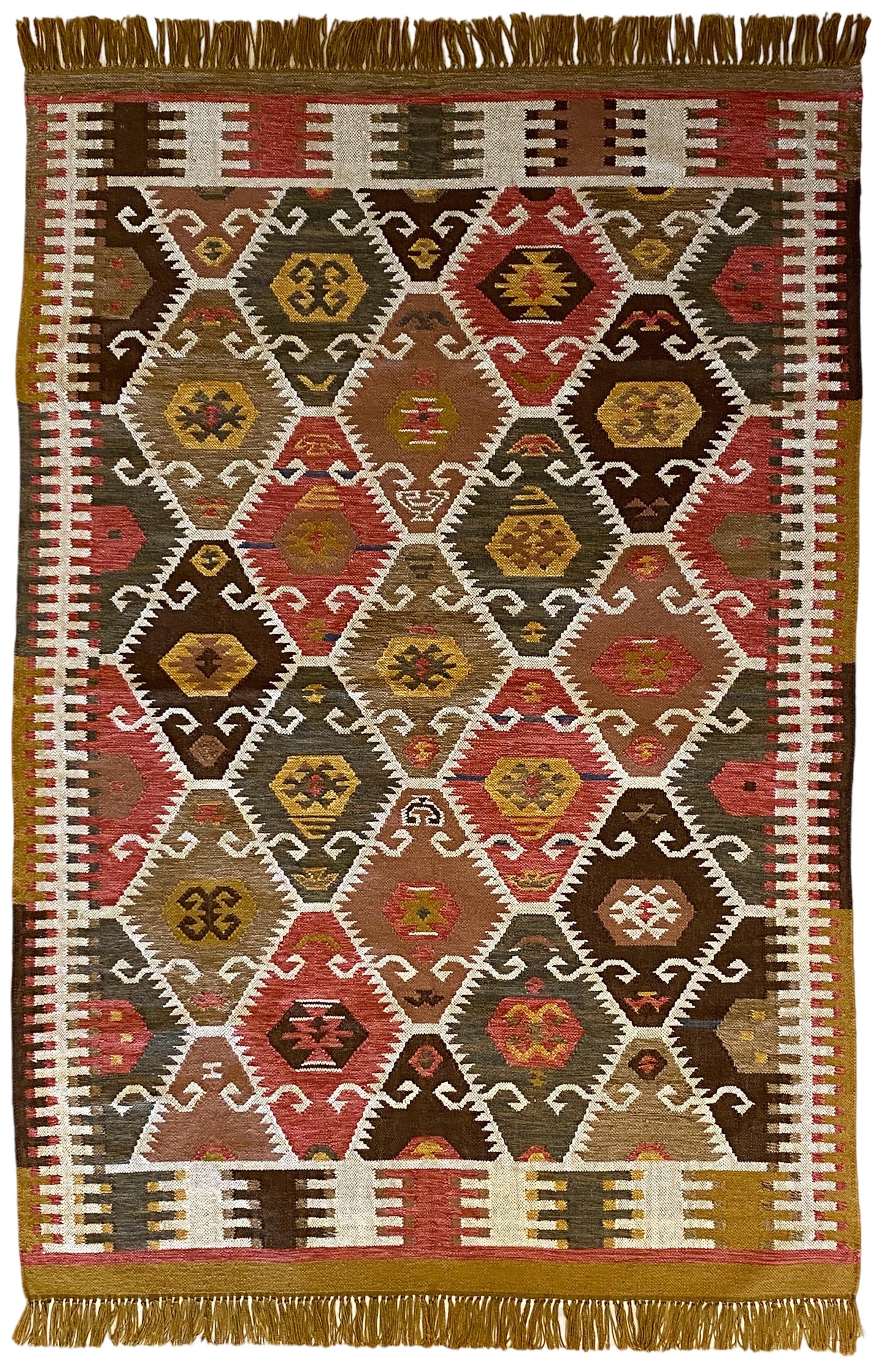 Heritage Kilim - Red / Mustard / Green - 150 x 240cm