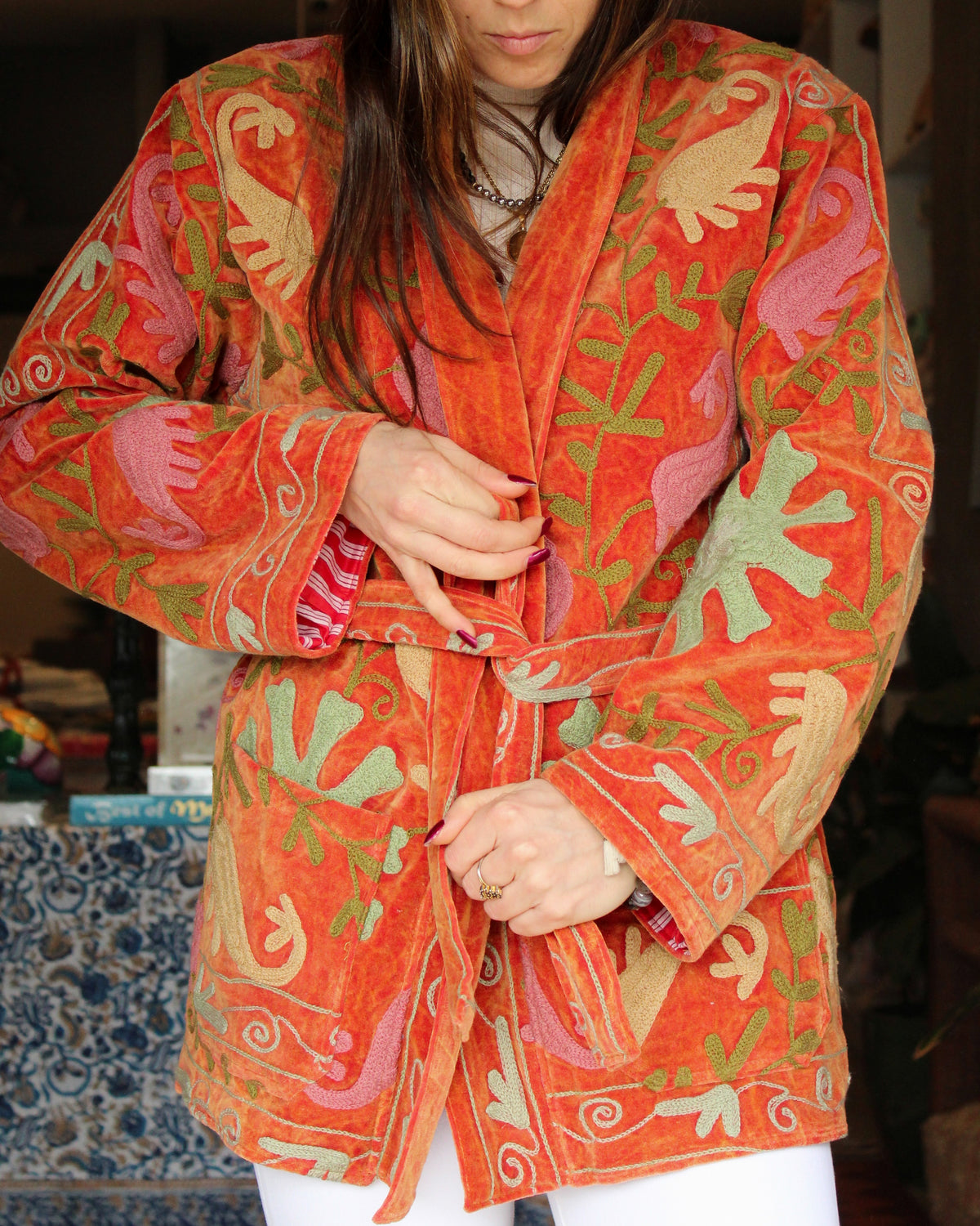 Heritage Velvet Jacket - Tangerine