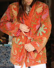 Load image into Gallery viewer, Heritage Velvet Jacket - Tangerine
