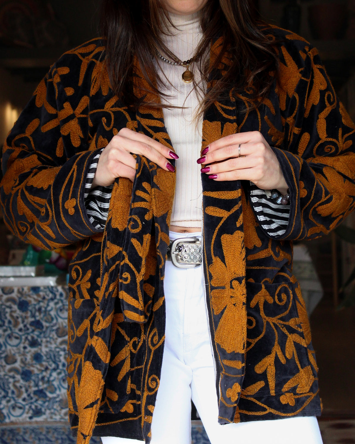 Heritage Velvet Jacket - Onyx Amber