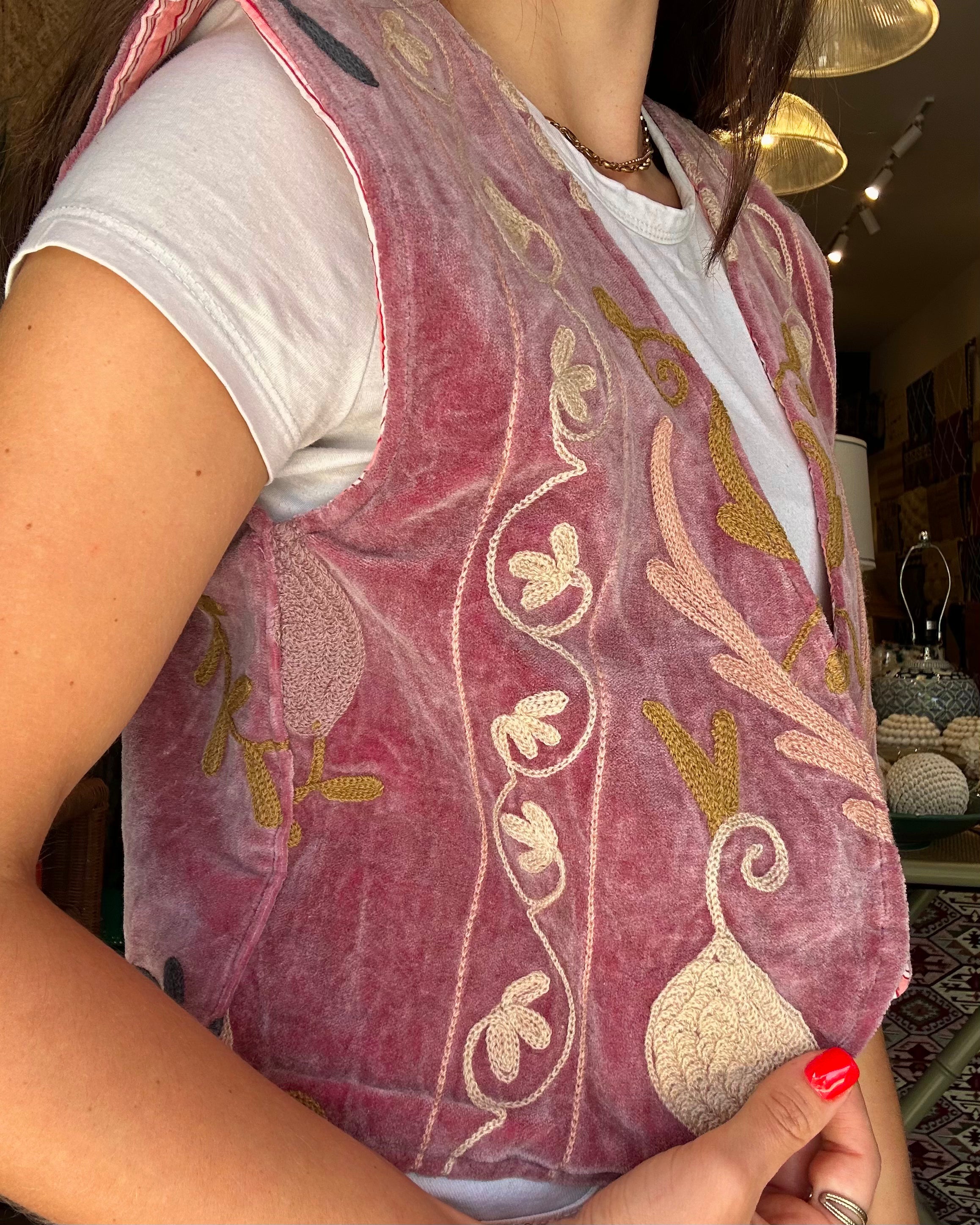 Heritage Velvet Vest - Dusty Pink
