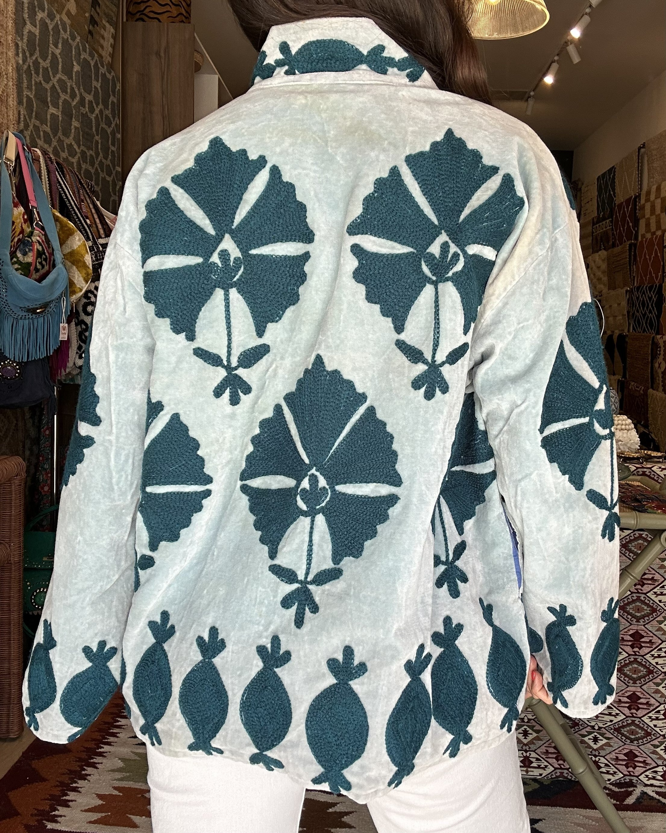 Souk Velvet Jacket - Baby Blue
