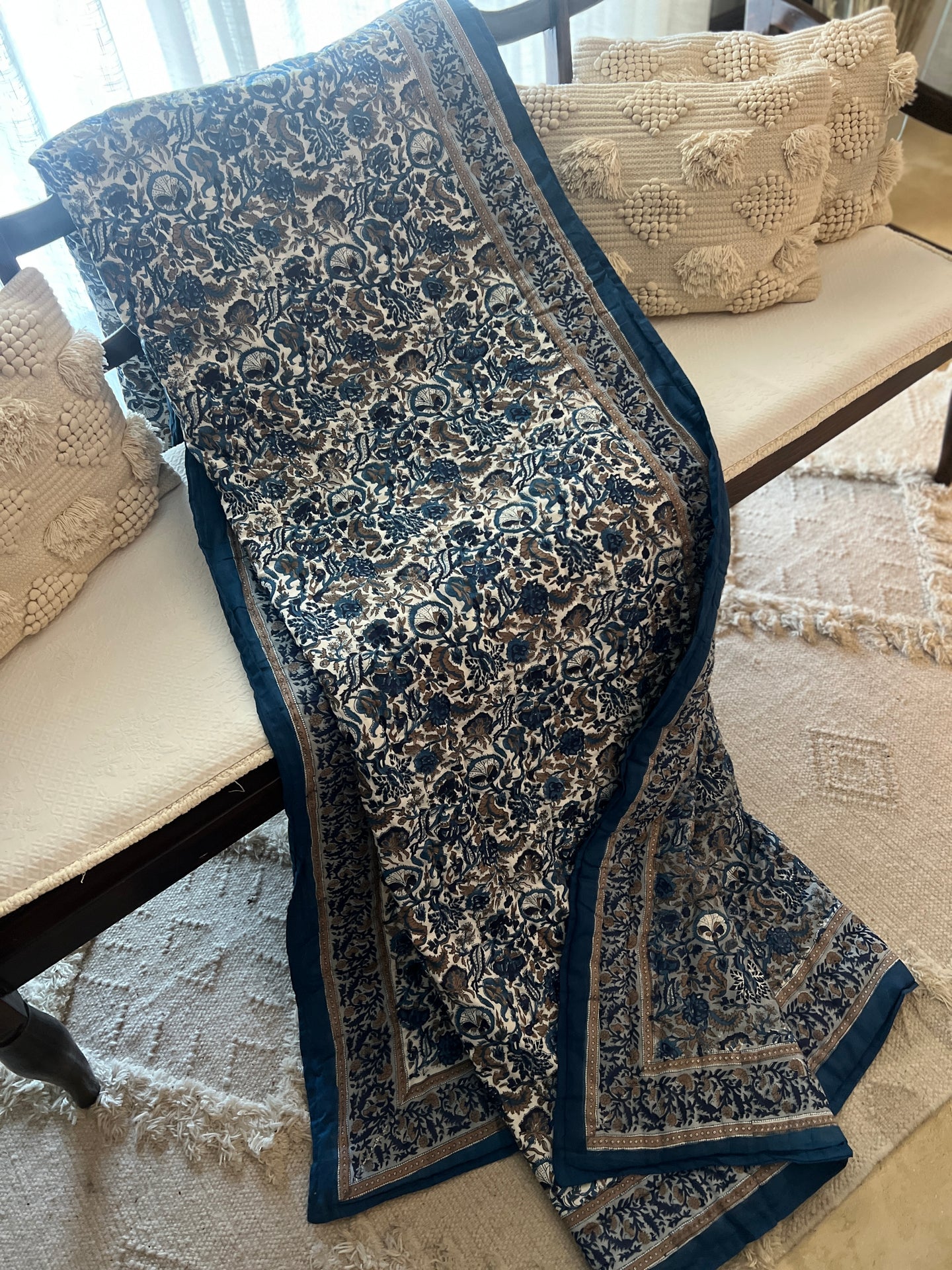 Forest Blue Jaipur Cotton Quilt - King