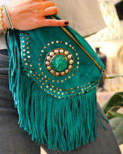 Load image into Gallery viewer, Suede Fringe Bum Bag - Sea Green
