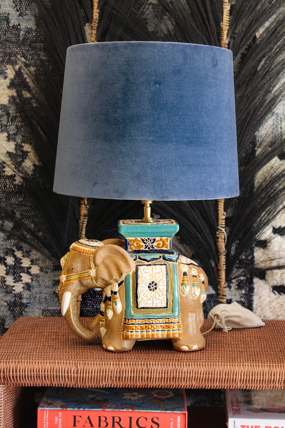 Vintage Elephant Lamp Base - Taupe