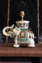 Load image into Gallery viewer, Vintage Elephant Lamp Base - White/Turquoise
