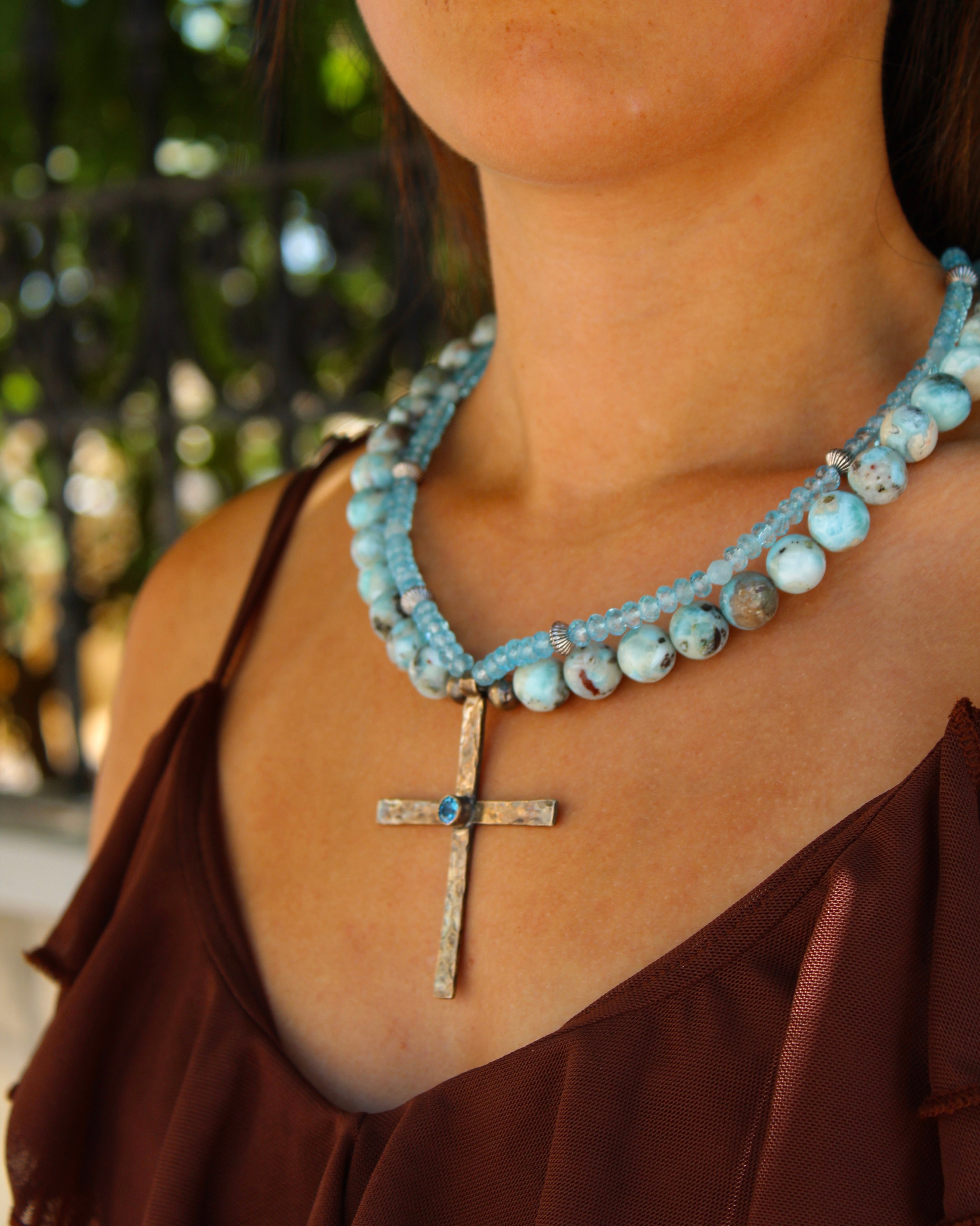 Sterling Silver Cross Topaz