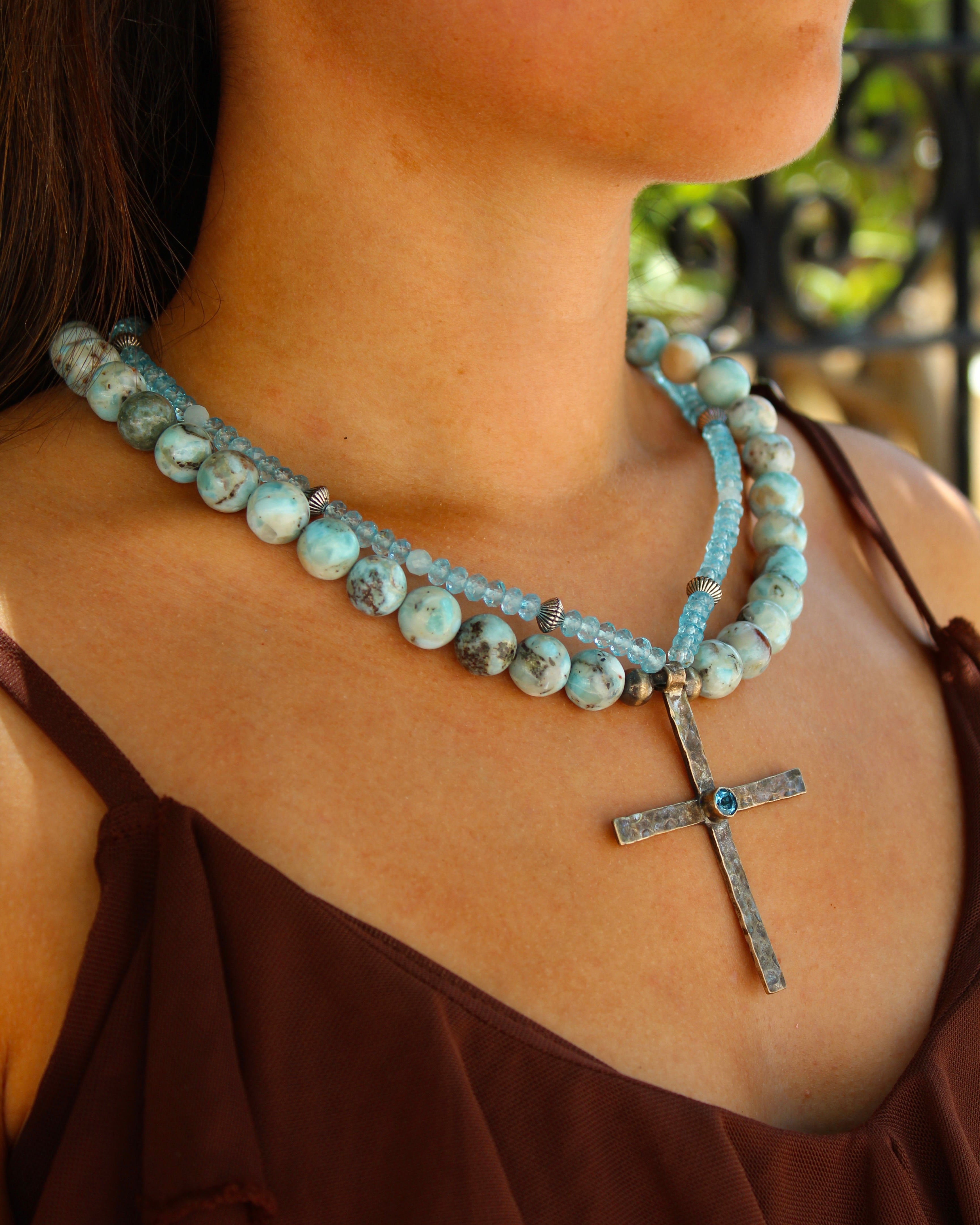 Sterling Silver Cross Topaz