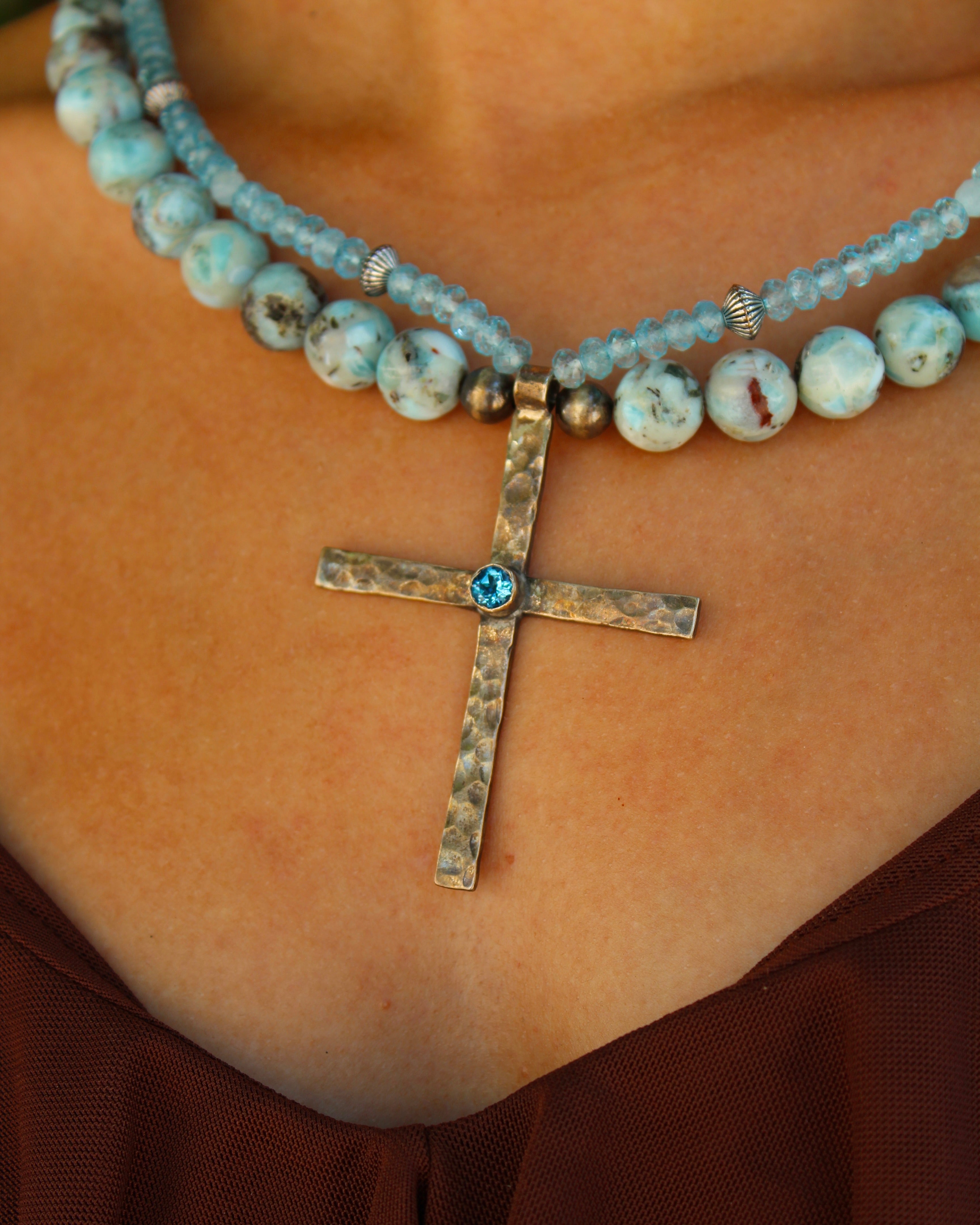 Sterling Silver Cross Topaz
