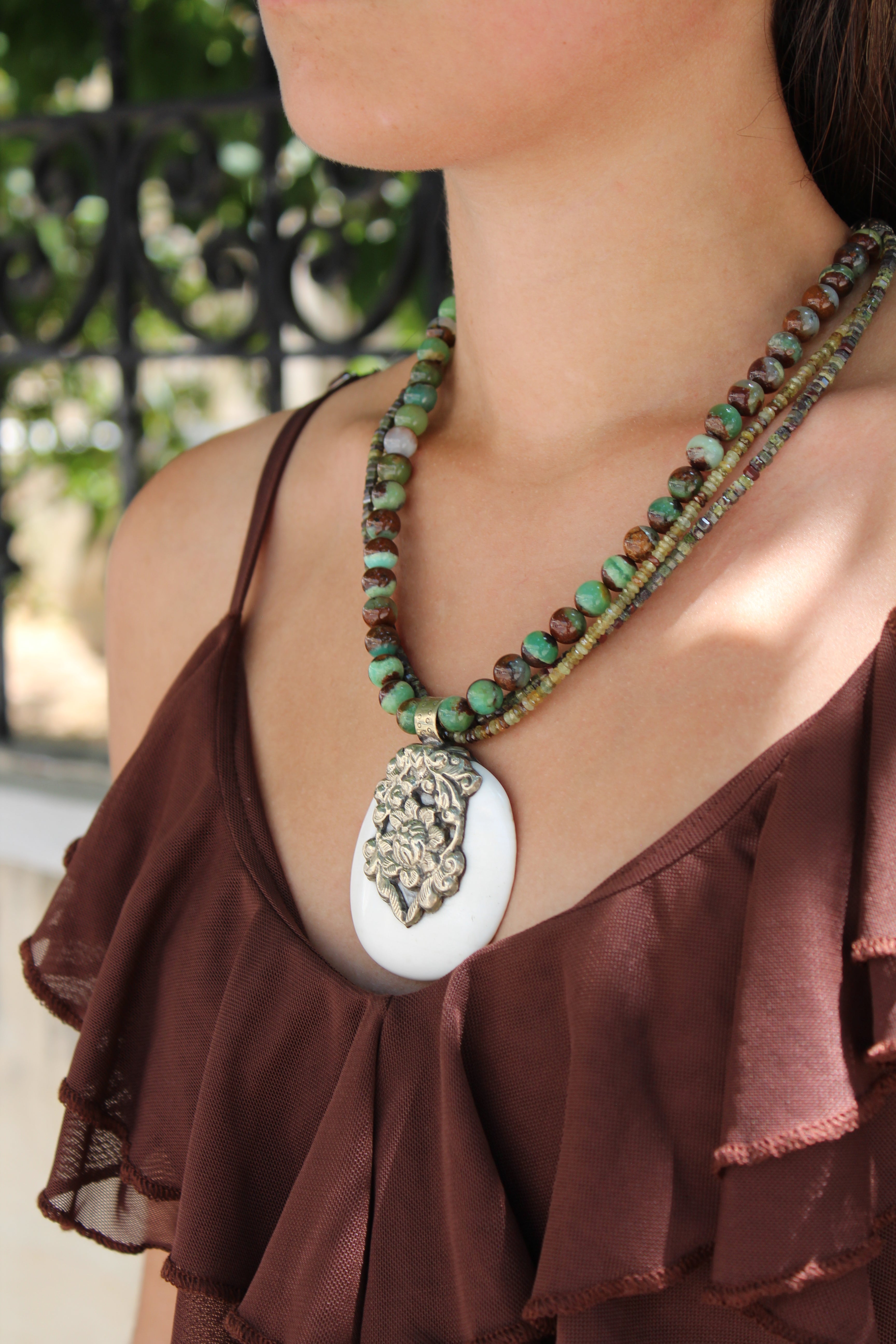 Shell Silver Chrysoprase Necklace