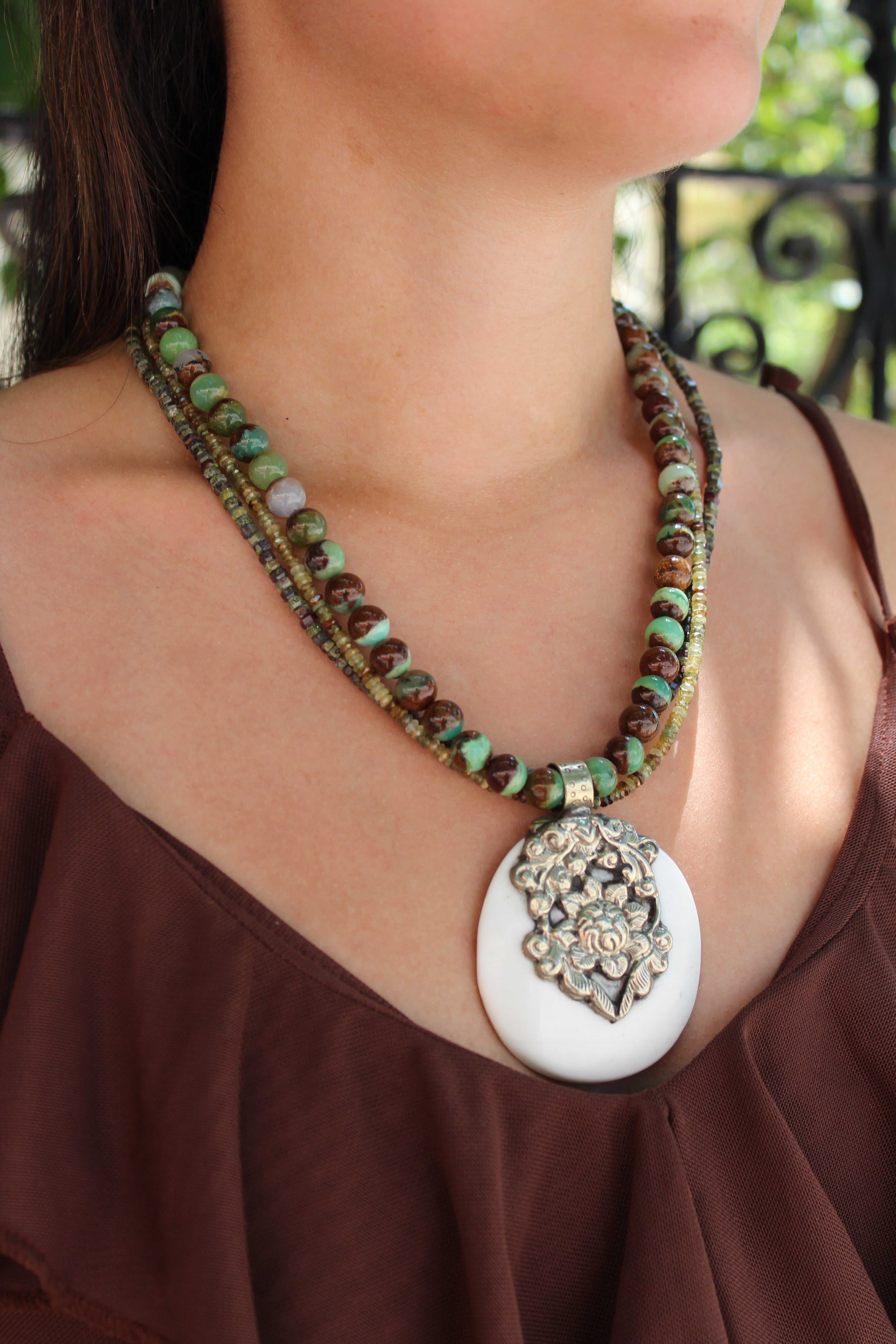 Shell Silver Chrysoprase Necklace