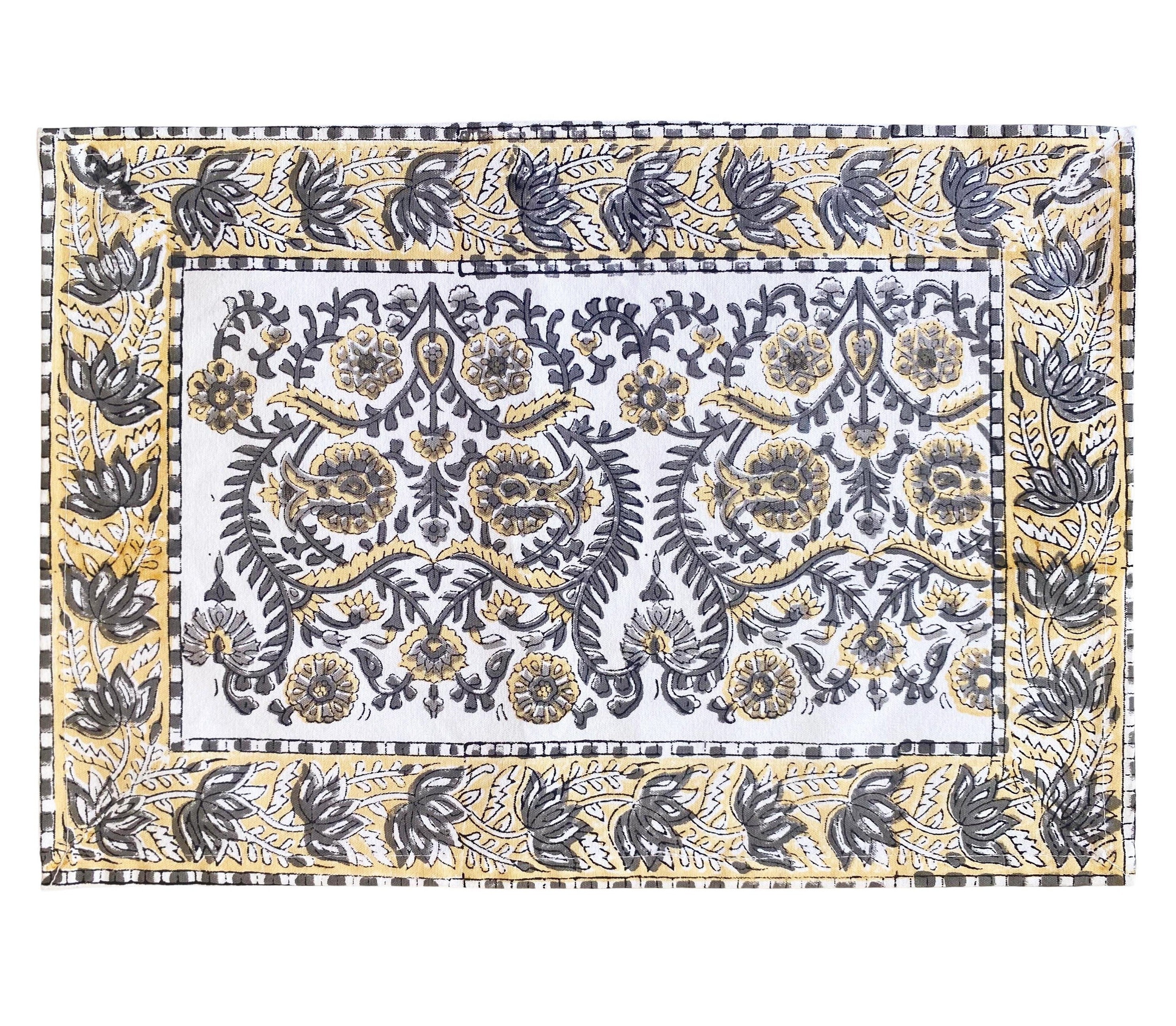 Yellow Blockprint placemats - Set of 6