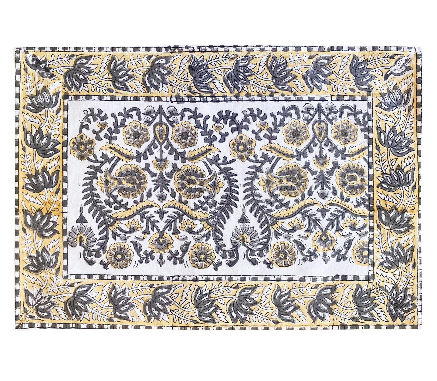 Yellow Blockprint placemats - Set of 6