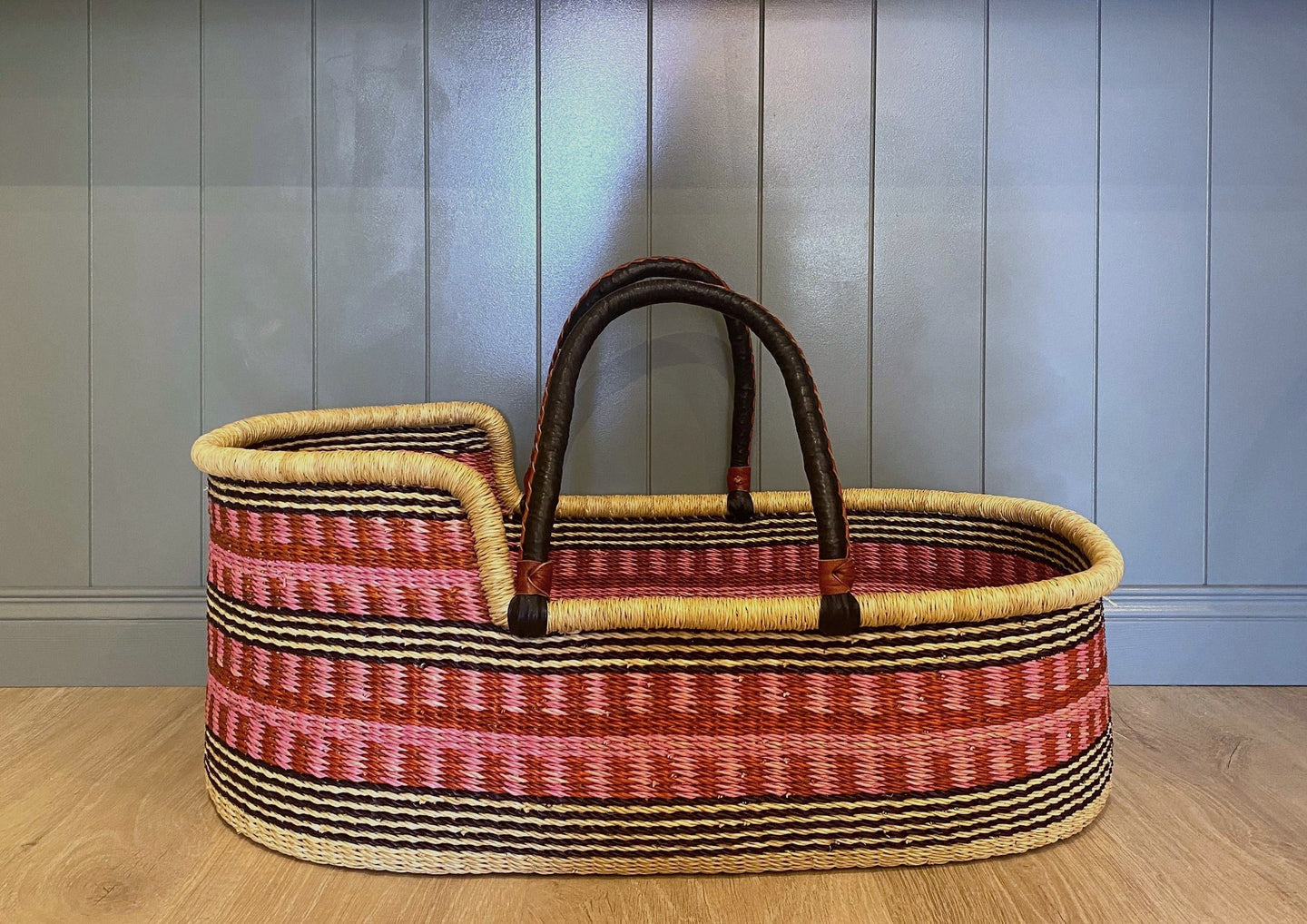 Baby Moses Basket - Pink/Black