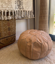 Load image into Gallery viewer, Moroccan Leather Pouffe - Baby Pink
