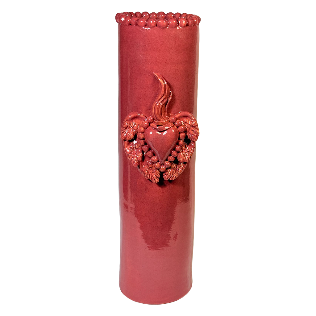 Cuore Cylinder Vase (L) - Maroon