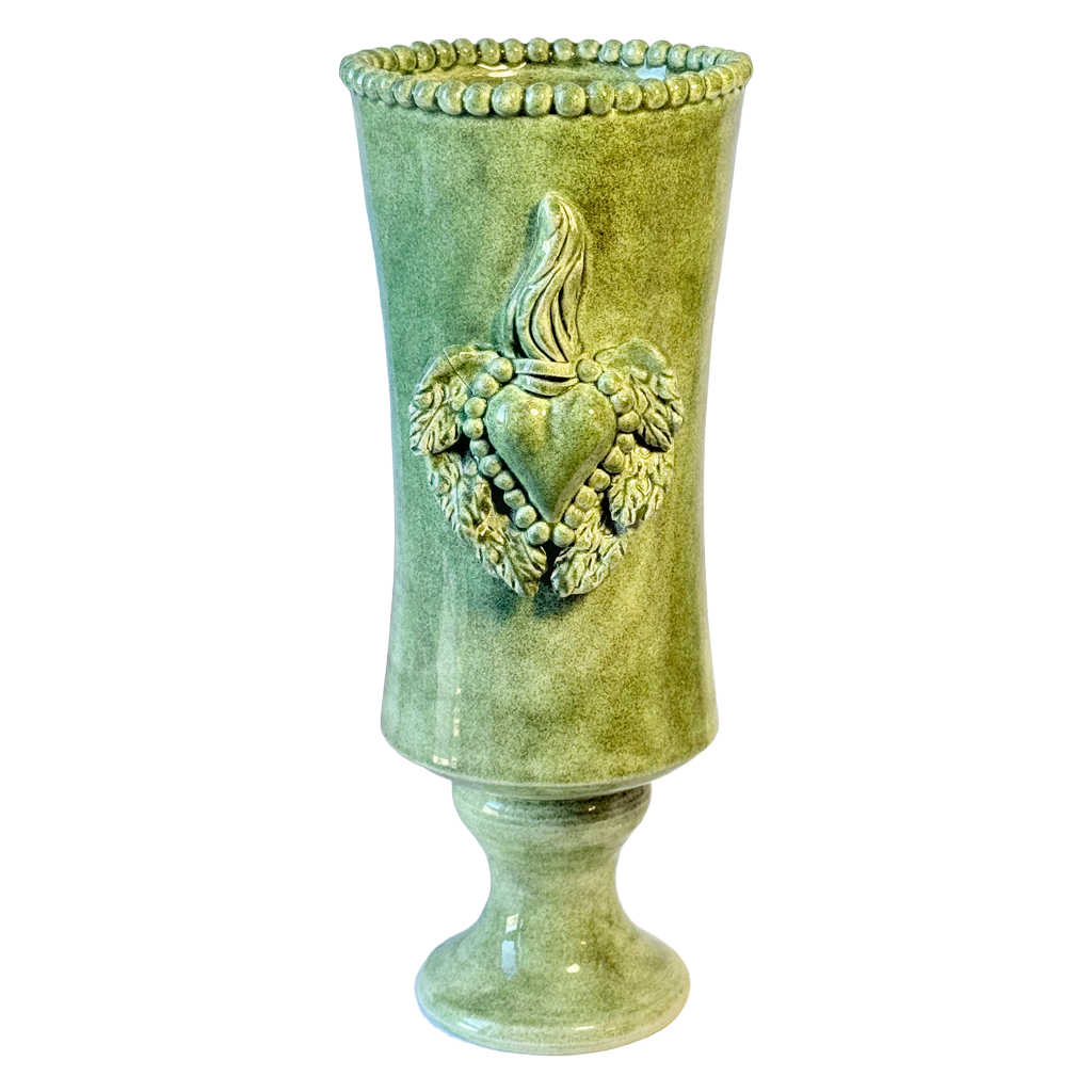 Cuore Pedestal Vase - Sage