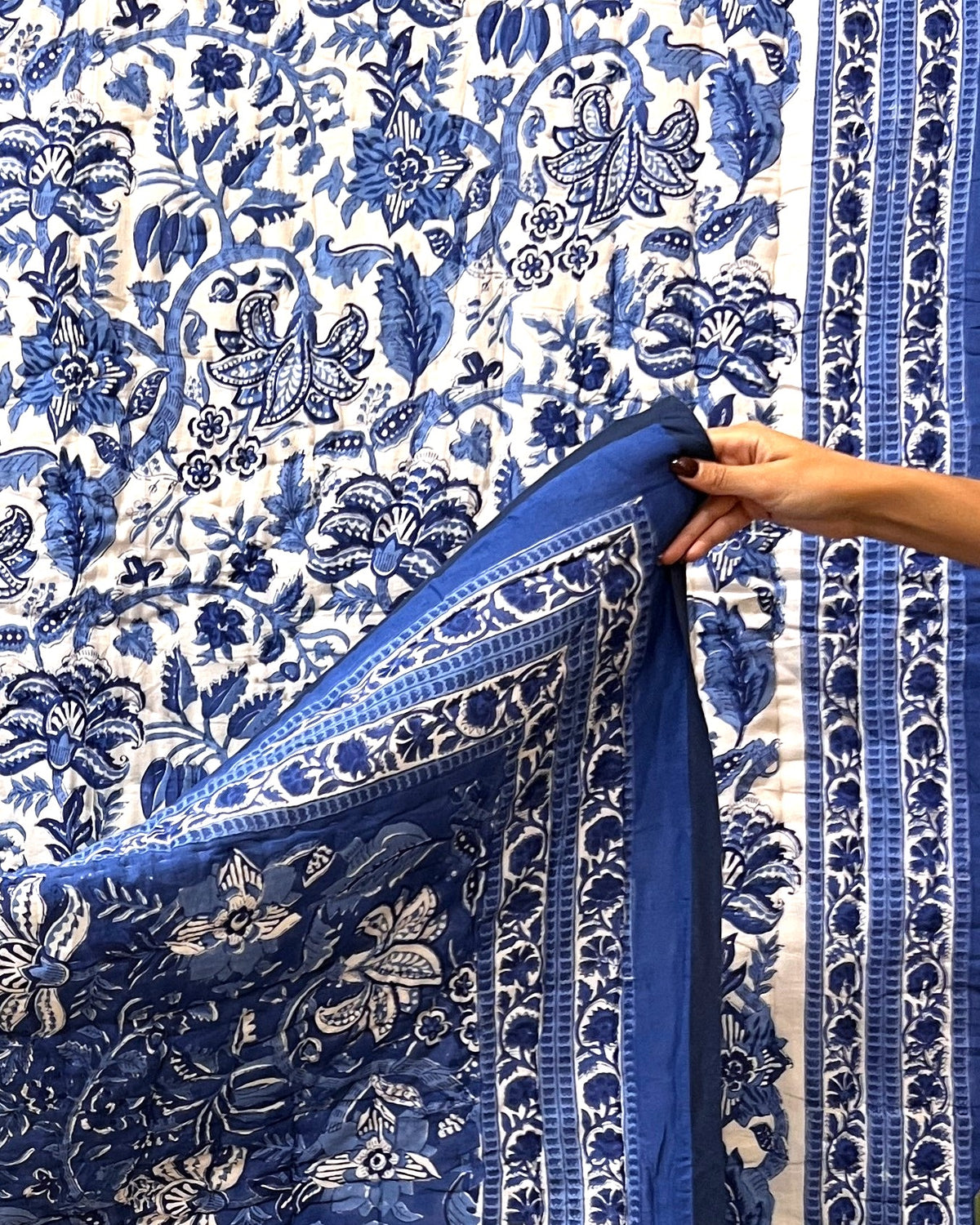 Wild Bloom Blue Quilt - Single