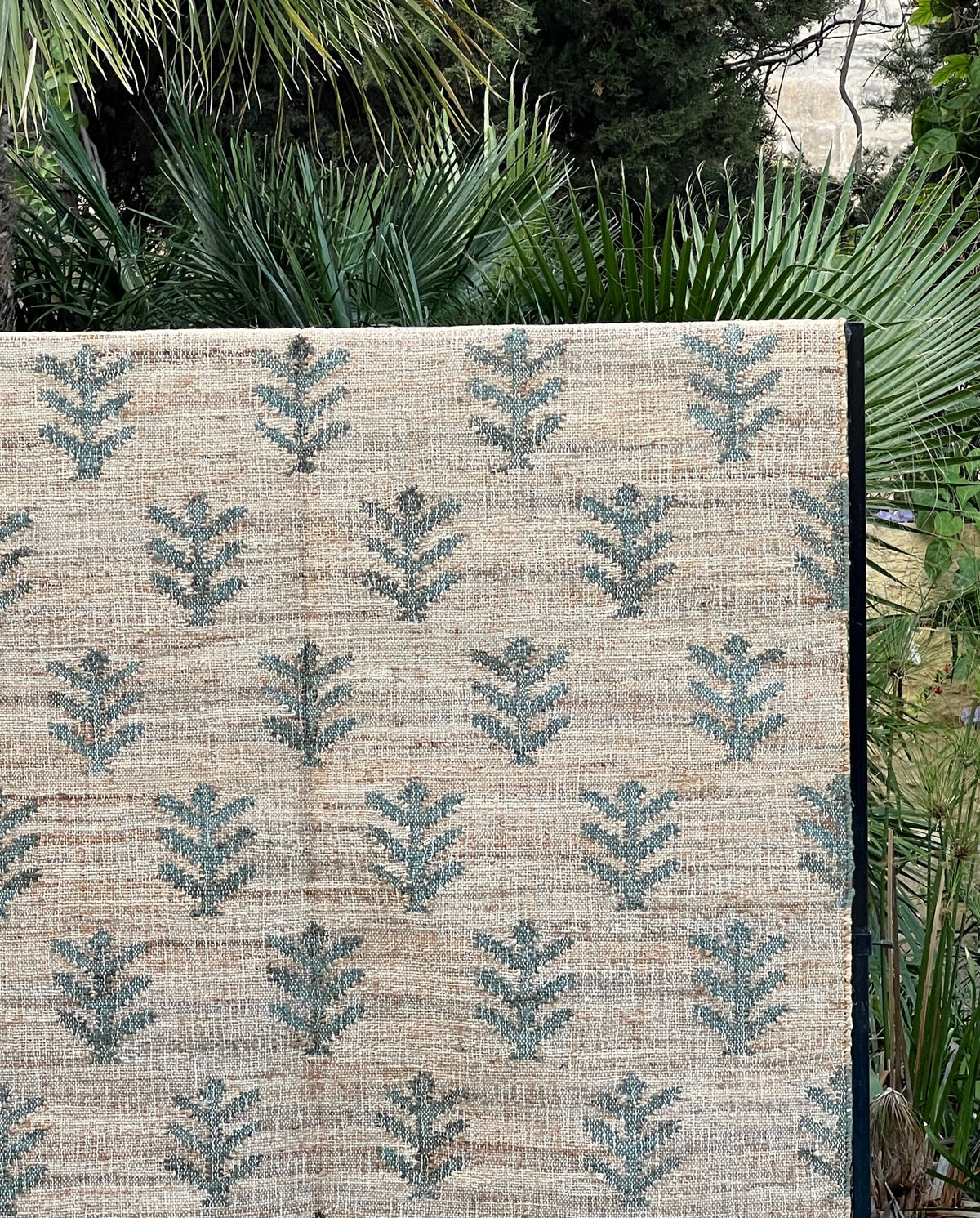 Jute Motif Rug - Natural / Green 150 x 240cm