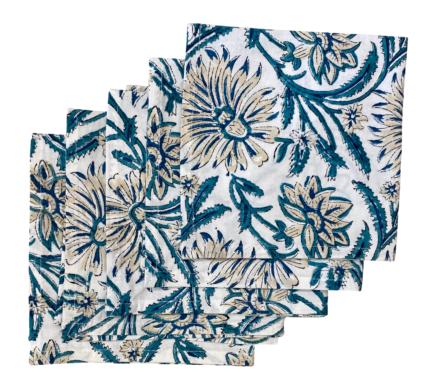 Blue Blockprint Napkins - Set of 6