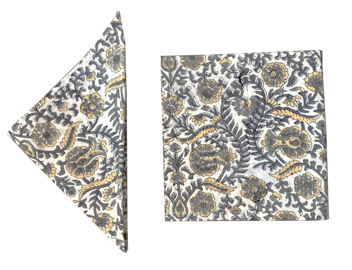 Yellow Blockprint Napkins - Set of 5