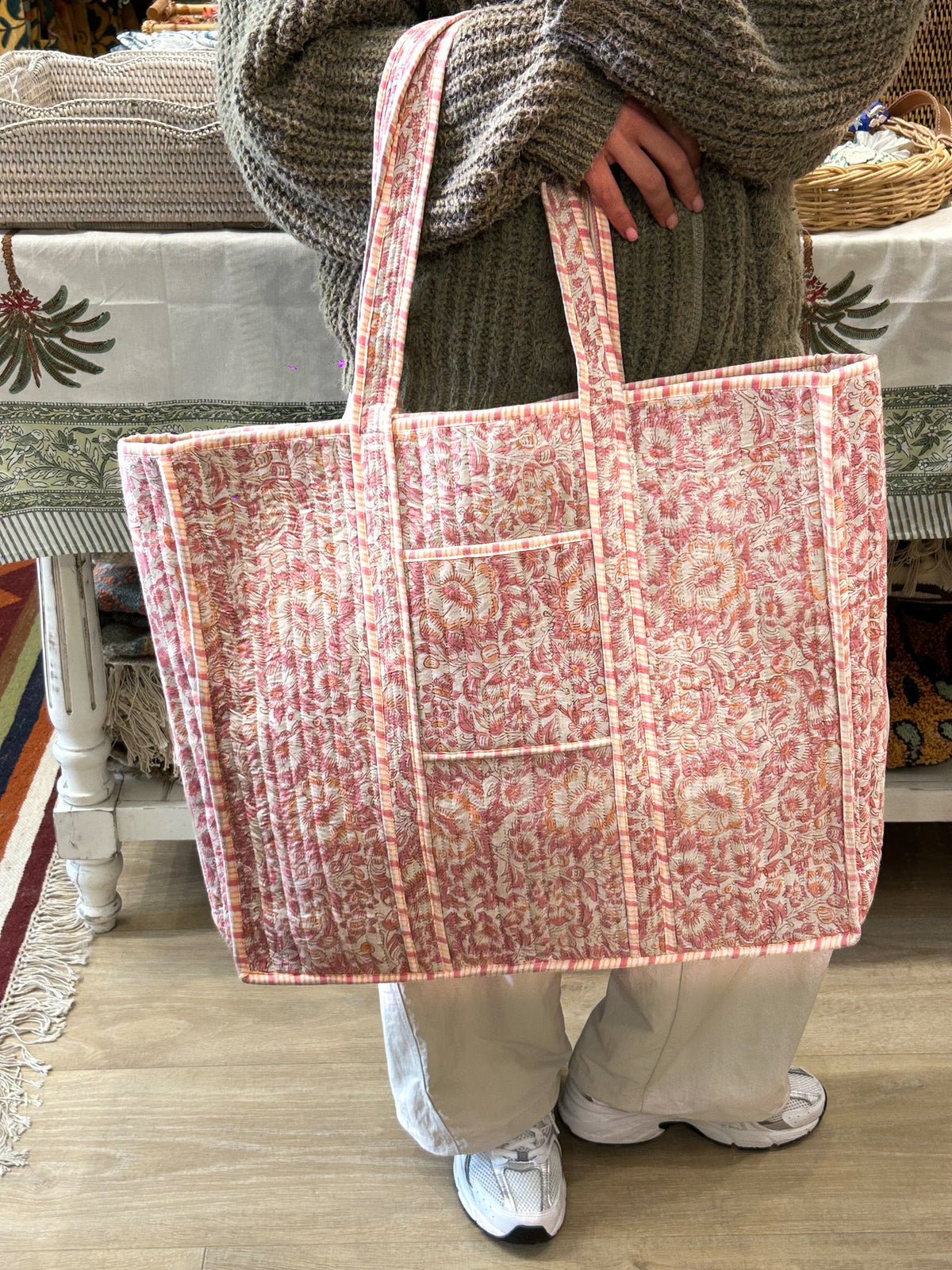 Blockprint Bag - Blush Floral