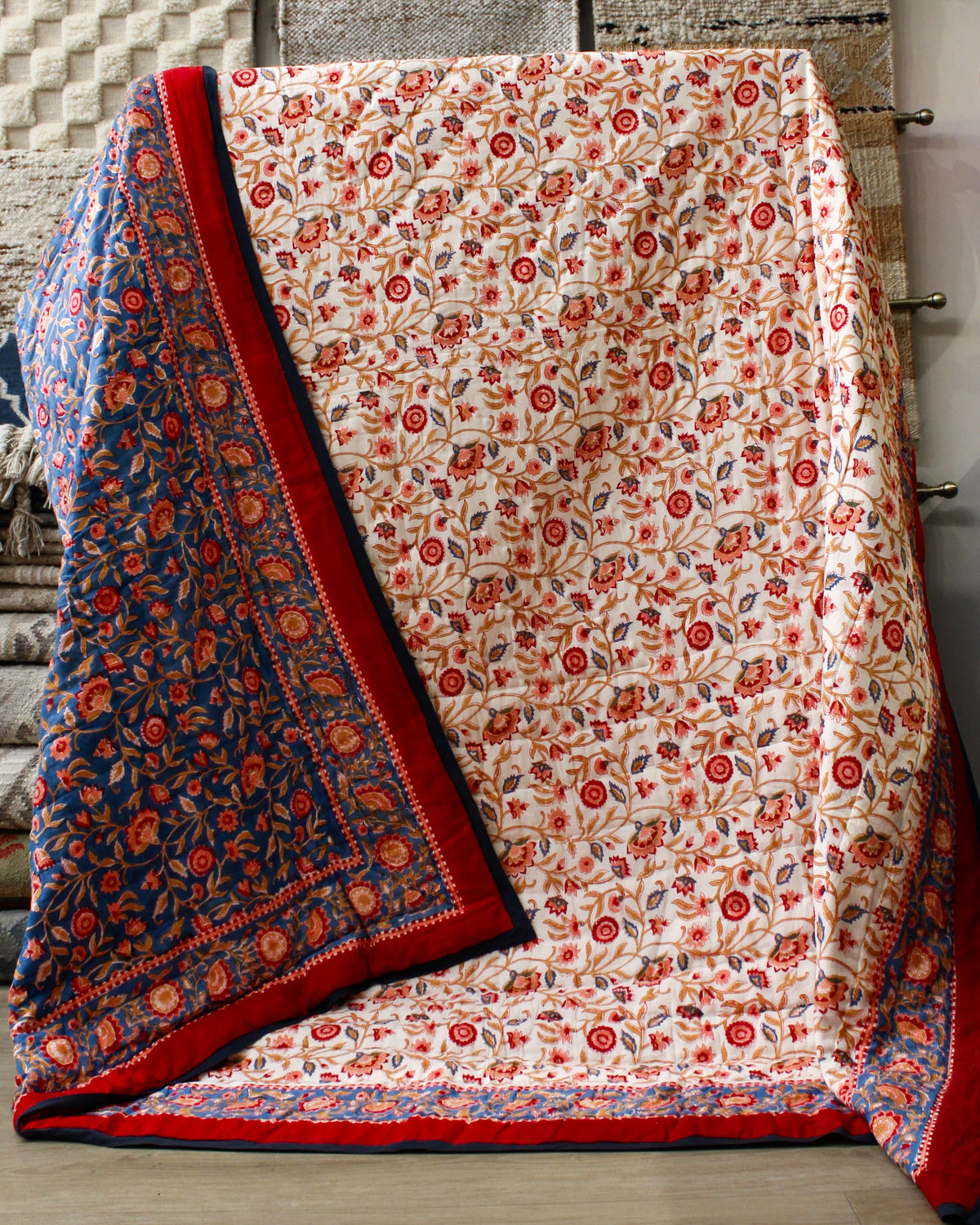 Everbloom Crimson & Blue Quilt - Queen