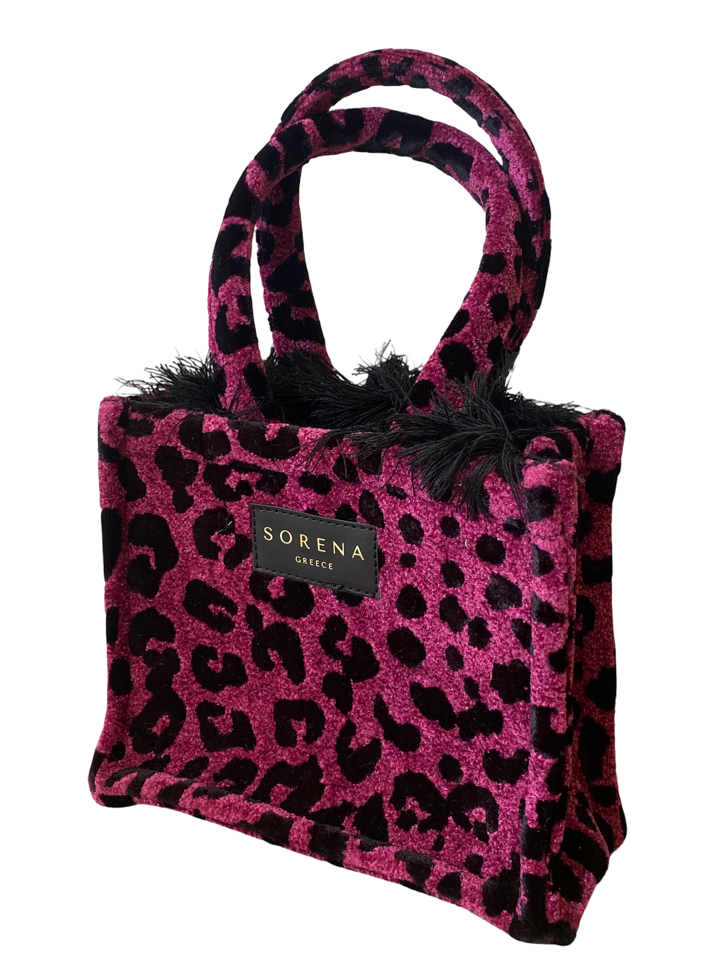 Leopard Velvet Magenta Mini Tote