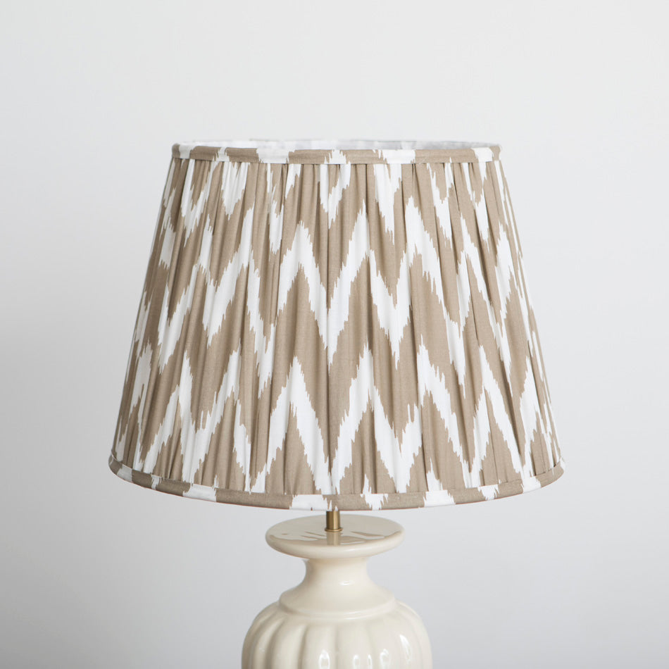 Ikat Brown Pleated Lampshade - Medium