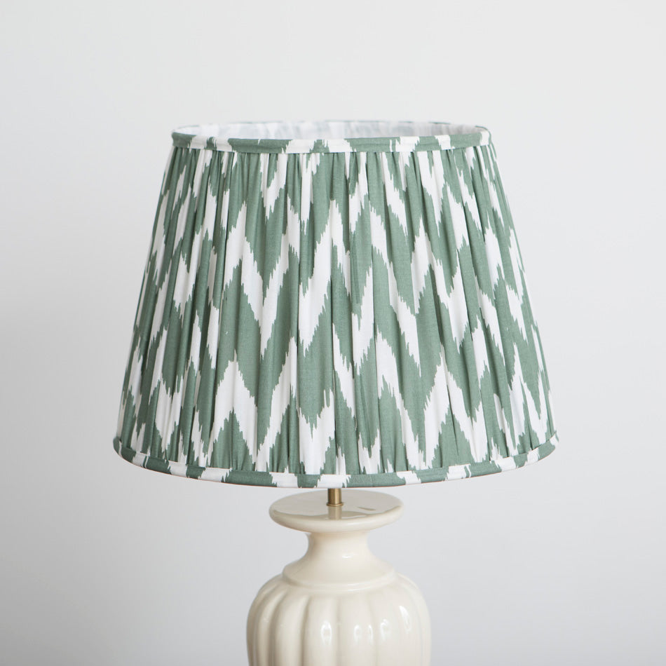 Ikat Green Pleated Lampshade - Medium - Available On order