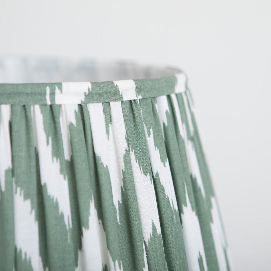 Ikat Green Pleated Lampshade - Medium - Available On order