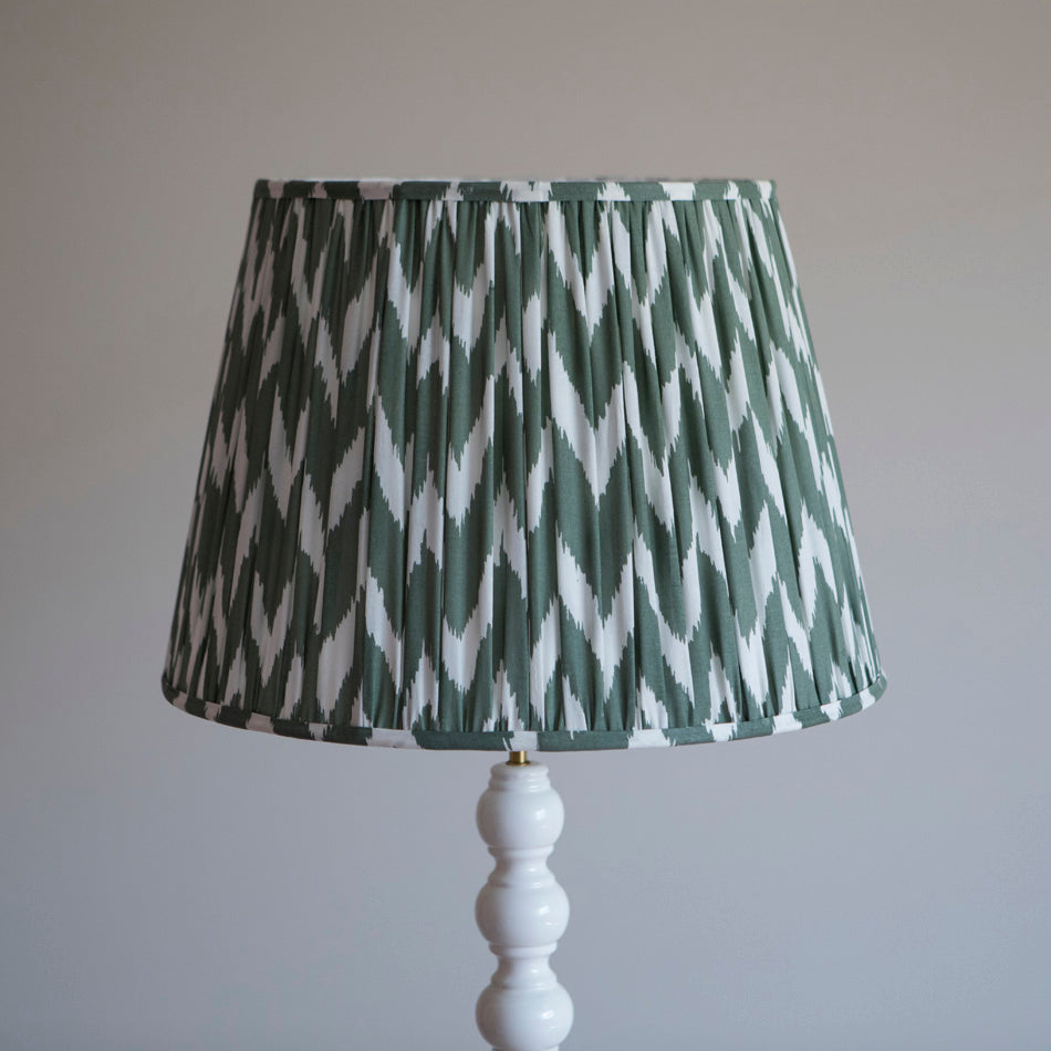 Ikat Green Pleated Lampshade - Large
