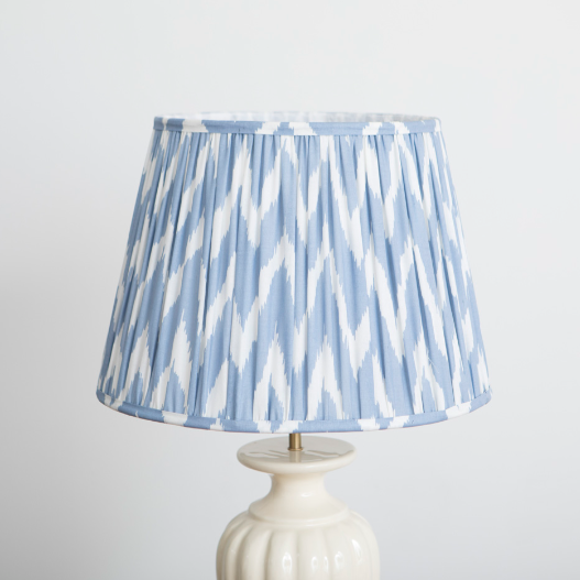 Ikat Blue Pleated Lampshade - Medium