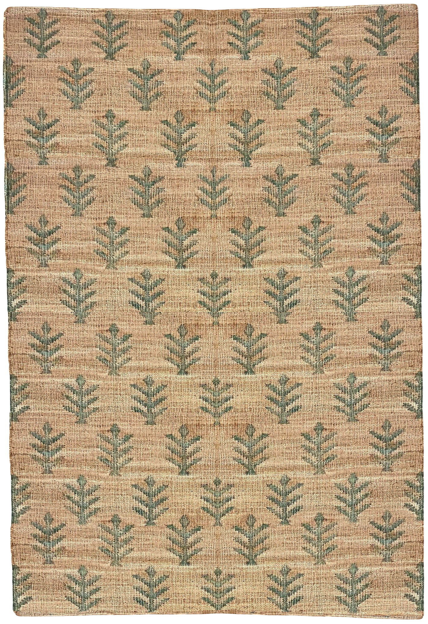 Jute Motif Rug - Natural / Green 180 x 270cm