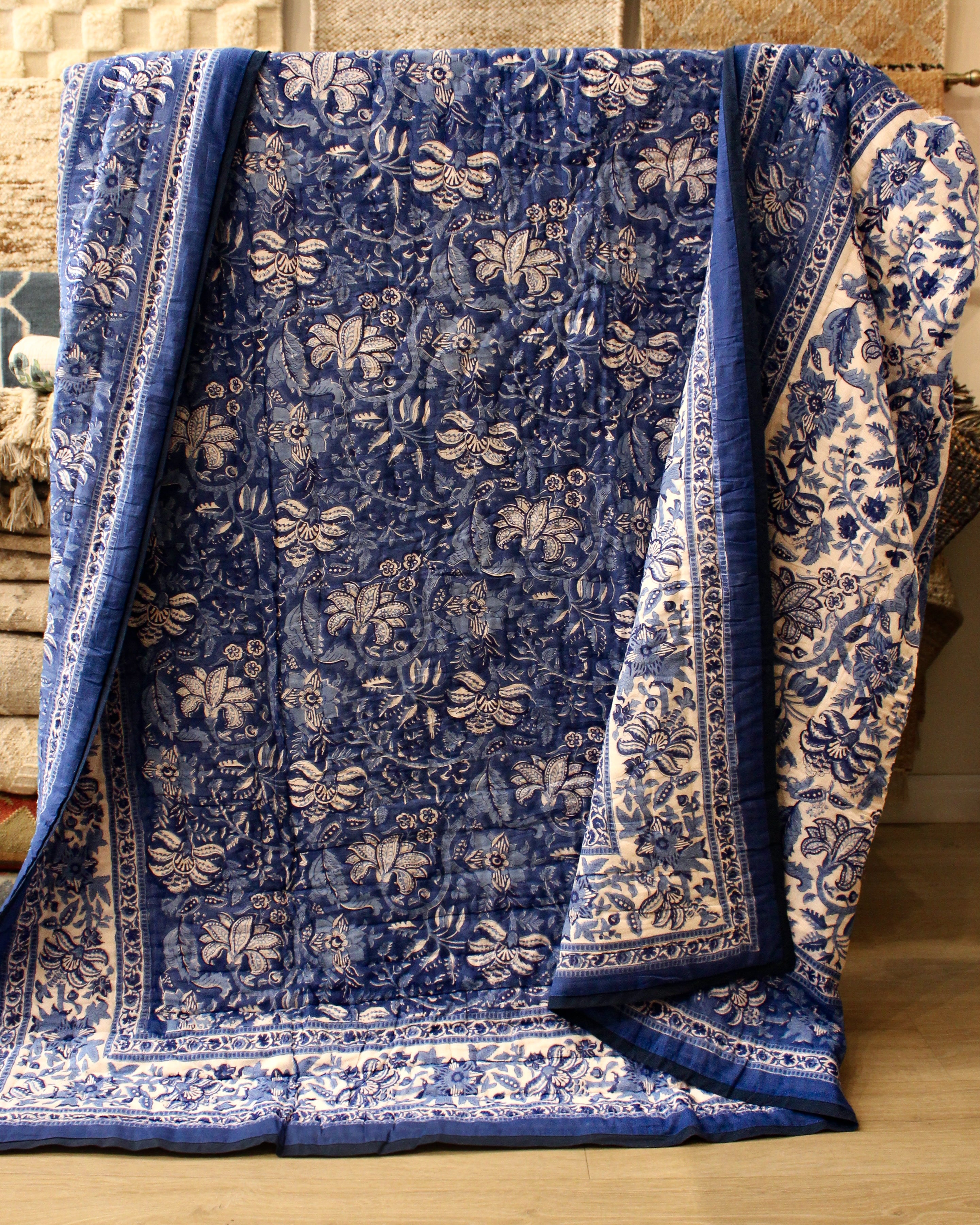 Wild Bloom Blue Quilt - King