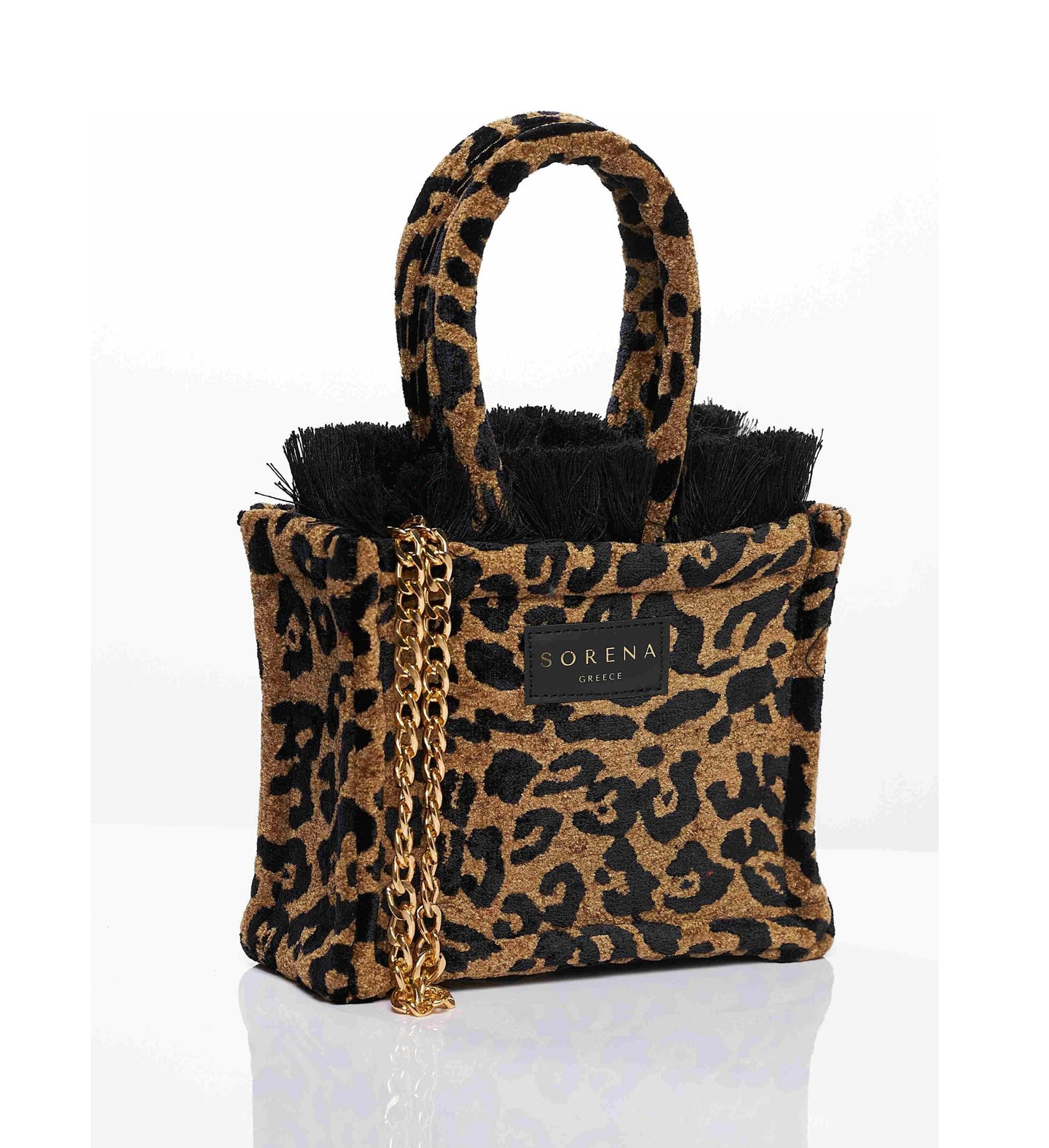 Leopard Velvet Brown Mini Tote